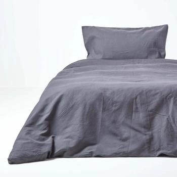 Homescapes Leinen Bettwäsche Set Anthrazit 150x200cm