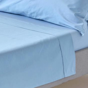 Homescapes Perkal Bettlaken ohne Gummizug - 100 % &Auml;gyptische Baumwolle blau 240x275cm