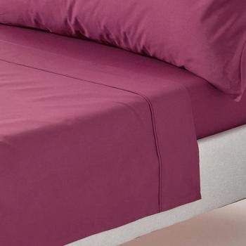 Homescapes Perkal Bettlaken ohne Gummizug - 100 % &Auml;gyptische Baumwolle bordeaux 240x275cm