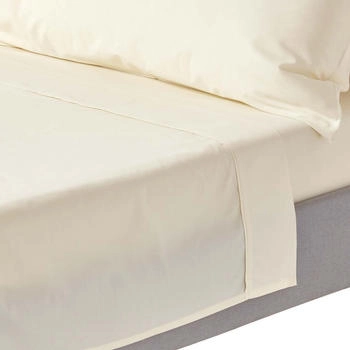 Homescapes Perkal Bettlaken ohne Gummizug - 100 % &Auml;gyptische Baumwolle creme-vanille 240x275cm