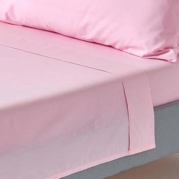 Homescapes Perkal Bettlaken ohne Gummizug - 100 % &Auml;gyptische Baumwolle rosa 178x255cm