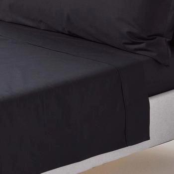 Homescapes Perkal Bettlaken ohne Gummizug - 100 % &Auml;gyptische Baumwolle schwarz 230x255cm