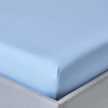 Homescapes Perkal-Spannbettlaken extra hoch - 100% &auml;gyptische Baumwolle blau 90x190cm