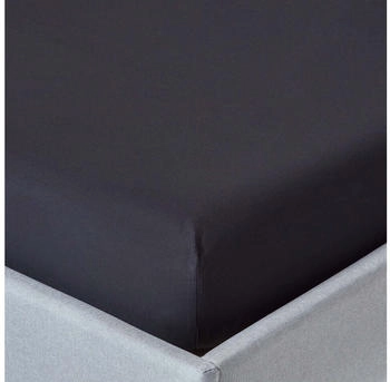Homescapes Perkal-Spannbettlaken extra hoch - 100% ägyptische Baumwolle schwarz 90x190cm