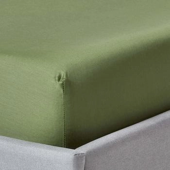Homescapes Satin-Spannbettlaken moosgr&uuml;n 90x190cm