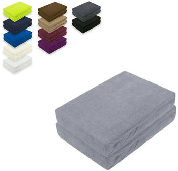 Exklusiv Heimtextil Frottee Spannbettlaken Doppelpack 200 x 220 cm Grau