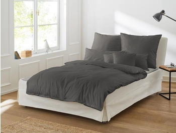 Irisette Bettw&auml;sche Set uni Paris 8000 anthrazit 135 x 200+40x80cm