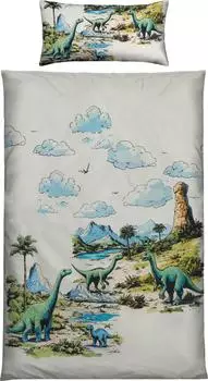 Erwin Müller Renforcé Kinder-Bettwäsche 135x200 cm (40x80 cm) natur-grün
