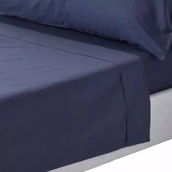 Homescapes Egyptian Cotton Flat Sheet Blue Double Flat