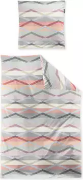 Irisette Mako-Satin Bettw&auml;sche-Garnitur Wave 8610 rot 135x200+80x80cm