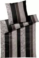Joop! Bettw&auml;sche Paisley Stripes 4121-09 black - 155x220cm + 80x80cm