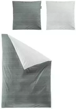 Irisette Mako-Satin Bettw&auml;sche-Garnitur Wave-HK 8557 salbei 135x200+80x80cm