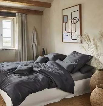 Irisette Mako-Satin uni Bettw&auml;sche Set uni Paris 8000 anthrazit 155x220cm