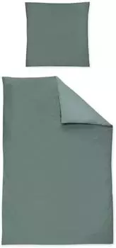 Irisette Mako-Satin uni Bettwäsche Set uni Paris 8000 grün 135x200+40x80cm