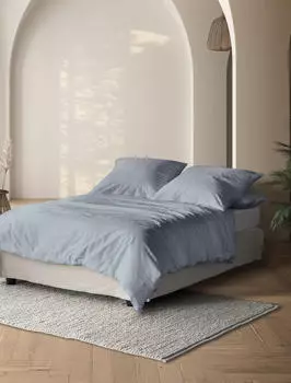 Irisette Mako-Satin uni Bettw&auml;sche Set uni Paris 8000 blau 240x220cm