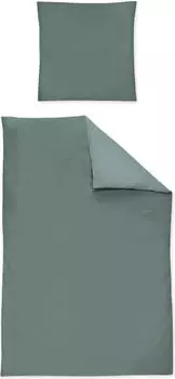 Irisette Mako-Satin uni Bettw&auml;sche Set uni Paris 8000 gr&uuml;n 135x200+80x80cm