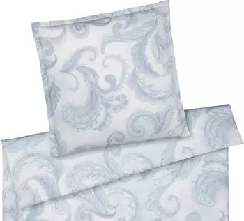 Elegante Bettw&auml;sche-Garnitur Grandezza 24554-2 Rauchblau 80/80 135/200