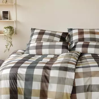 Elegante Bettwäsche-Set Kuschel Karo 3610-7 Multi Natur 80/80 135/200