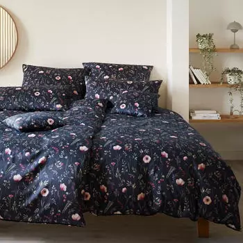 Elegante Bettw&auml;sche-Set Sorbet Jersey 3614-2 Nachtblau 80/80 155/220
