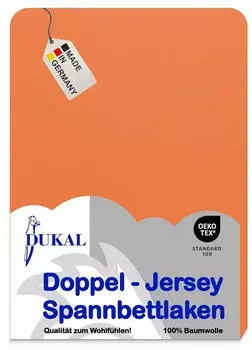 DUKAL Spannbettlaken Gummizug: rundum, 140x200 cm, mit Spannumrandung, Orange