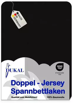 DUKAL Spannbettlaken Gummizug: rundum, 140x200 cm, mit Spannumrandung, Schwarz