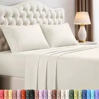 Utopia Bedding Bettwäsche-Set King-Size 4-teilig gebürstete Mikrofaser, Elfenbein