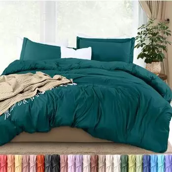 Utopia Bedding Bettbezug-Set Queen, gebürstete Mikrofaser, Blaugrün, 3-teilig (UB2277)