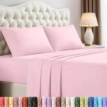 Utopia Bedding Bettwäsche-Set 4-teilig Gebürstete Mikrofaser, Doppelbett, Rosa