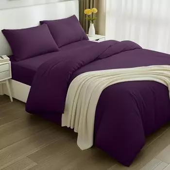 Utopia Bedding 4-teiliges Bettwäsche-Set gebürstete Mikrofaser 200x200cm Lila (EU0819)