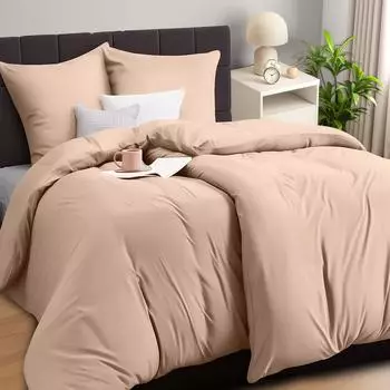 Utopia Bedding Bettwäsche-Set 4-teilig Mikrofaser 2x135x200cm + 2x80x80cm Beige
