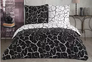BuyMax Bettwäsche Mercer, Renforcé, 3 teilig, 200x220 cm mit Reißverschluss, Muster Marmor, Schwarz, Weiß, Schwarz, Weiß