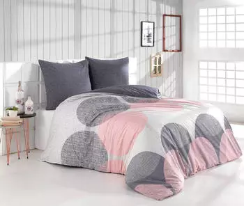 BuyMax Bettbezug-Set, Renforcé, 4 teilig, 135x200 cm Reißverschluss, Blau, Weiß, Grau-Rosa-Weiß