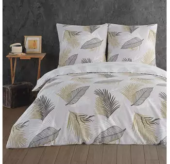 BuyMax Bettwäsche Willow, Renforcé, 3 teilig, 200x200 cm mit Reißverschluss Hellgrau-Beige-Braun
