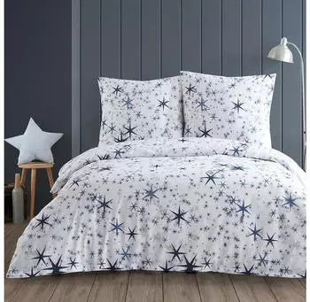 BuyMax Renforcé, 3 teilig, 200x200 cm mit Reißverschluss Sterne Weiß