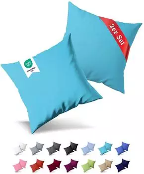 BuyMax Kissenbezug Premium Jersey (2 Stück) mit Reißverschluss Türkis, 40x60 cm
