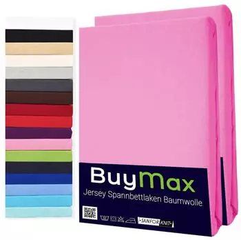 BuyMax Spannbettlaken 2-er Set, Doppelpack, Bettlaken, Jersey, Rundumgummi (2 Stück) Altrosa, 160x200 cm