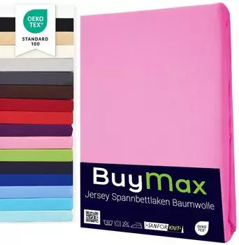 BuyMax Spannbettlaken Jersey, Rundumgummi (1 Stück) Altrosa, 180x200 cm