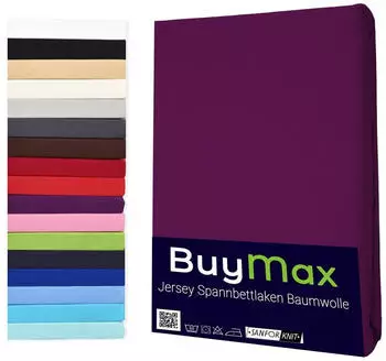 BuyMax Spannbettlaken Jersey, Rundumgummi (1 Stück) Aubergine, 140x200 cm