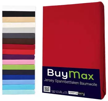 BuyMax Spannbettlaken Jersey, Rundumgummi (1 Stück) Rot, 70x140 cm