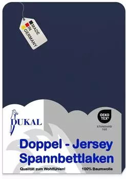 DUKAL Spannbettlaken Gummizug: rundum, 140x200 cm, mit Spannumrandung, Marine