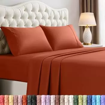 Utopia Bedding Bettwäsche-Set 4-teilig gebürstete Mikrofaser Queen Terrakotta-Orange (FURNSB0BVZ8Y3VV)