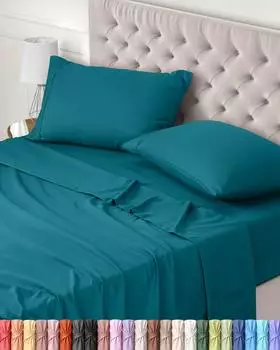 Utopia Bedding Bettwäsche-Set 4-teilig 180x200cm, Polyester Microfaser, Denim Blau (UB05109EU)