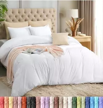 Utopia Bedding Bettbezug-Set 3-teilig Mikrofaser Weiß 200x220cm