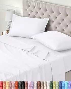 Utopia Bedding Bettlaken-Set 4-teilig 150x200cm, Polyester Mikrofaser, Weiß (EU0008)