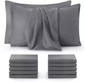 Utopia Bedding Kissenbezüge 12er-Set 50x75cm gebürstete Mikrofaser grau (EU0539)