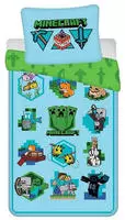 Minecraft Offizielles Bettw&auml;sche-Set f&uuml;r Einzelbett, 140x200 cm, Episches...