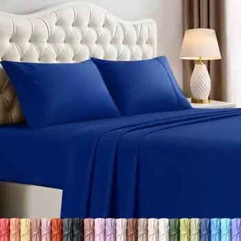 Utopia Bedding Bettwäsche-Set Queen 4-teilig gebürstete Mikrofaser Königsblau