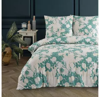 BuyMax Bettwäsche Willow, Renforcé, 3 teilig, 200x220 cm mit Reißverschluss Creme-Grün