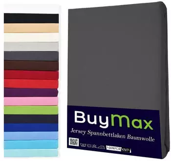 BuyMax Spannbettlaken Jersey, Rundumgummi (1 Stück) Anthrazit, 90x200 cm
