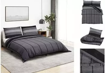 vidaXL Bettw&auml;sche-Set dunkelgrau 200x200cm Baumwolle (136421)